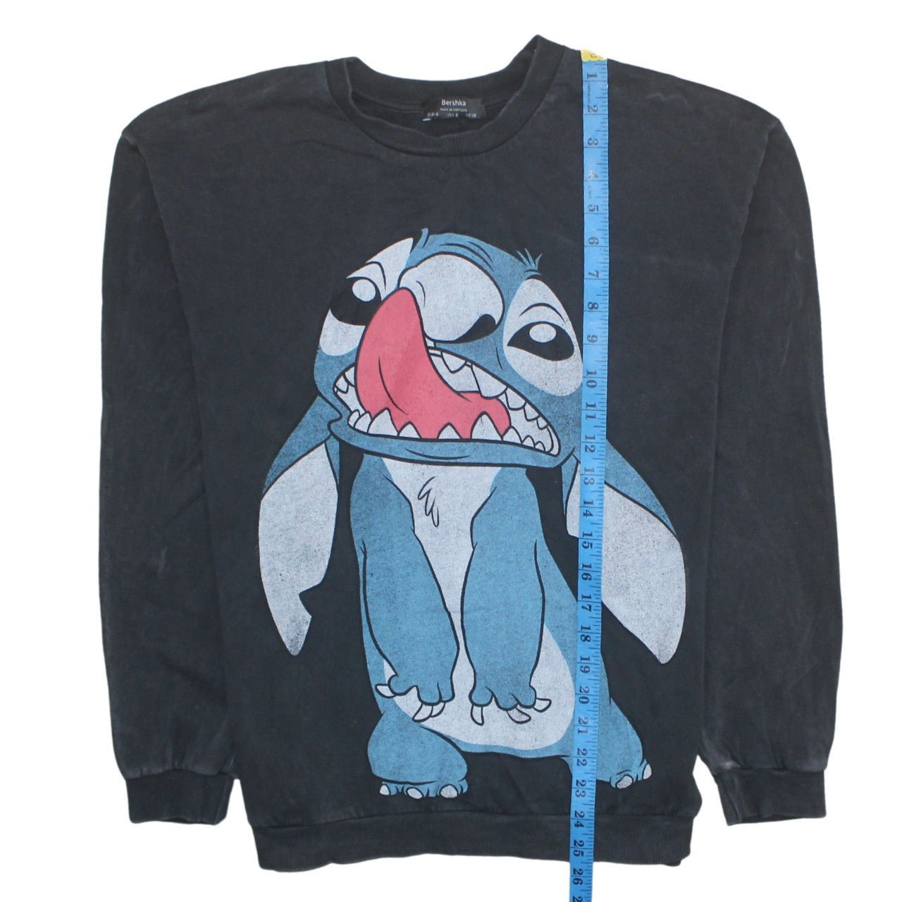 Bershka Womens Black Stitch Disney Graphic Pullover Sweatshirt Size S