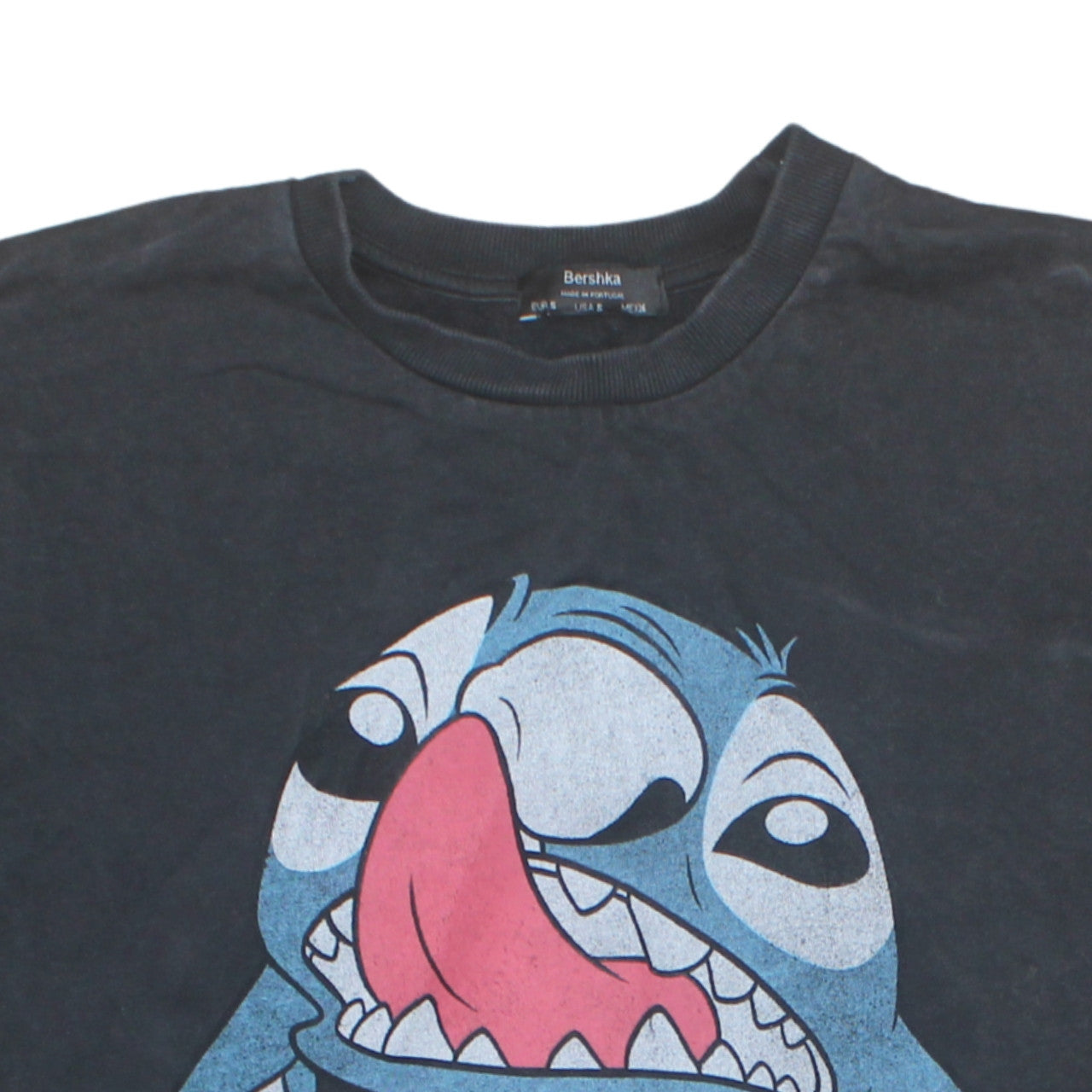 Bershka Womens Black Stitch Disney Graphic Pullover Sweatshirt Size S