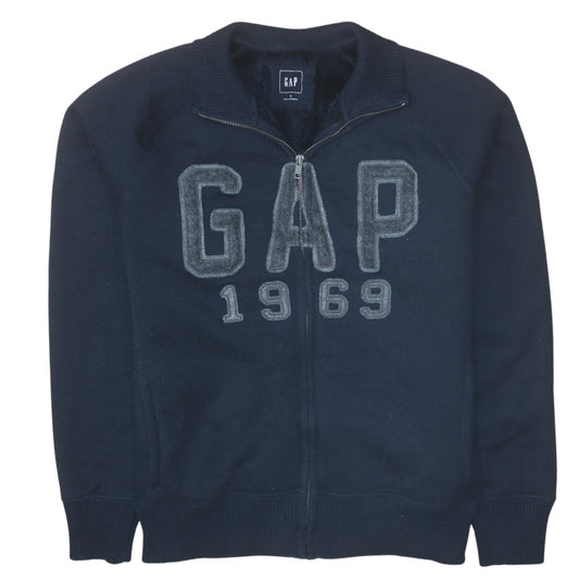 GAP Men's Blue L Bomber Jacket Full Zip Fleece Lined 1969 Logo