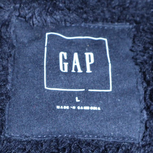 GAP Men's Blue L Bomber Jacket Full Zip Fleece Lined 1969 Logo