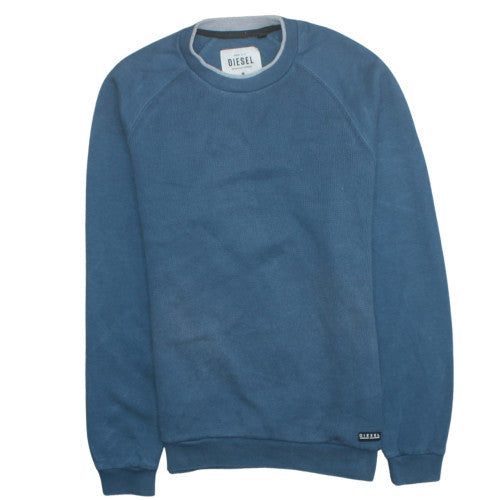 Diesel Men’s Blue Cotton Crew Neck Pullover Jumper Size M
