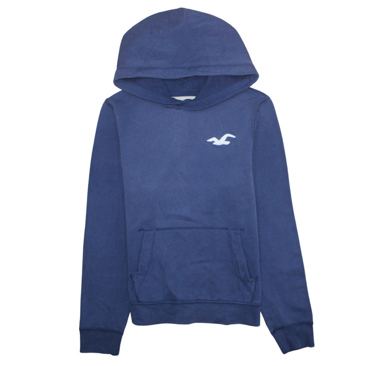 Hollister Men's Blue Pullover Hoodie L Logo Classic Casual