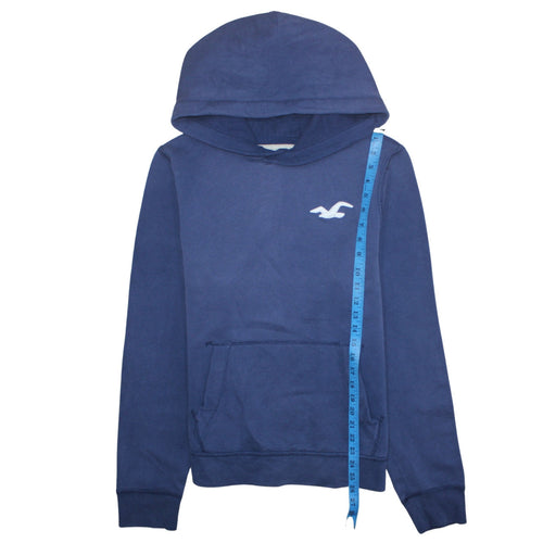 Hollister Men's Blue Pullover Hoodie L Logo Classic Casual