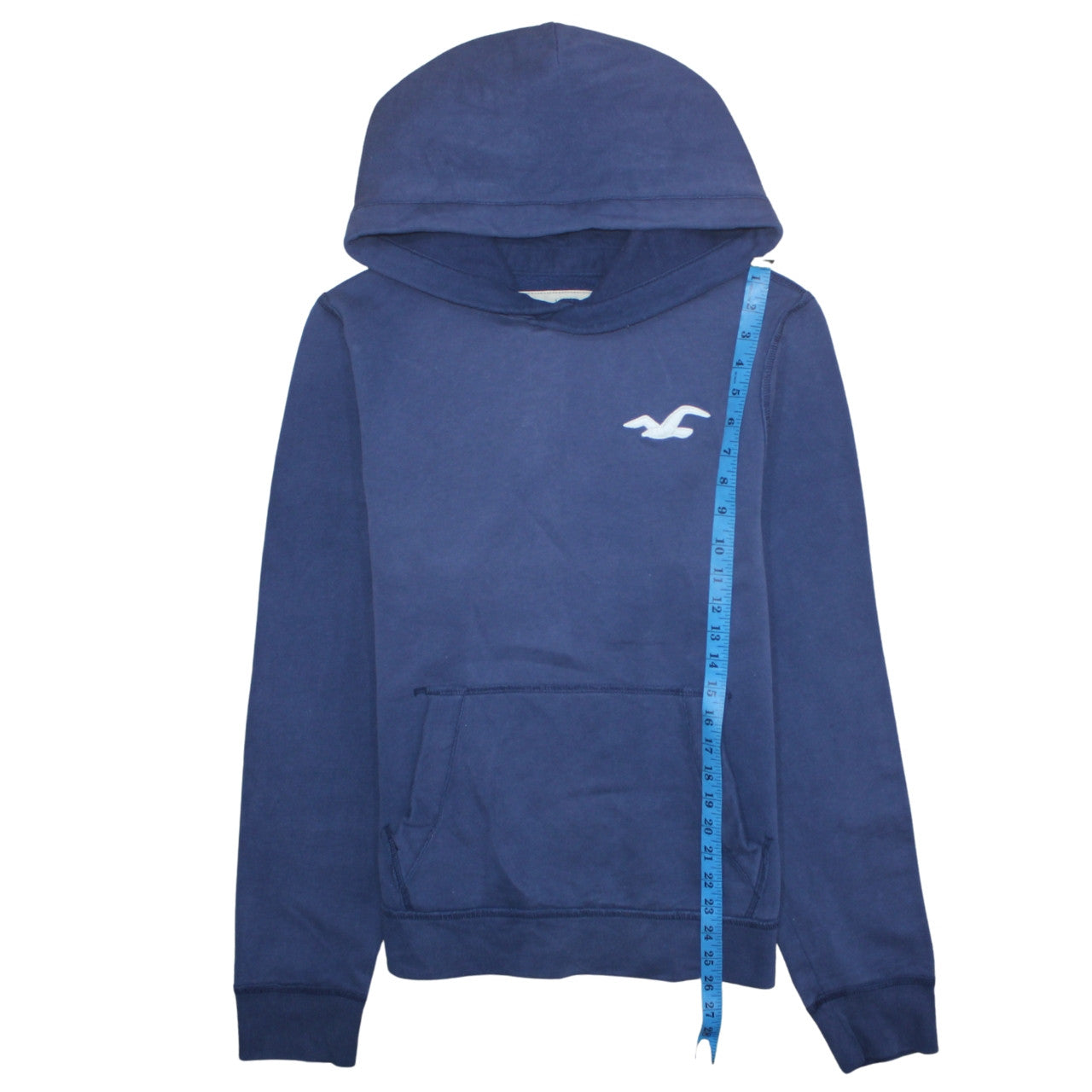 Hollister Men's Blue Pullover Hoodie L Logo Classic Casual