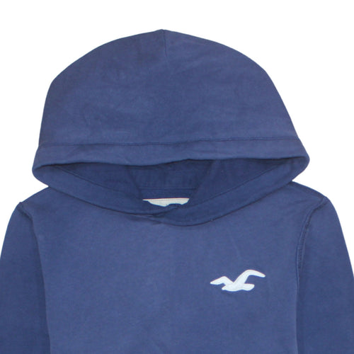 Hollister Men's Blue Pullover Hoodie L Logo Classic Casual