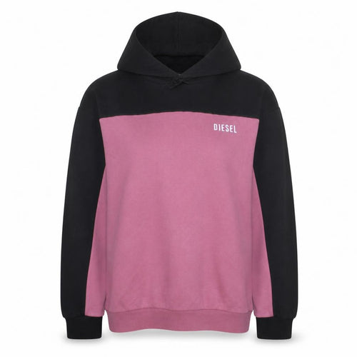 Diesel Women Black Pink Colourblock Pullover Hoodie L Cotton Blend