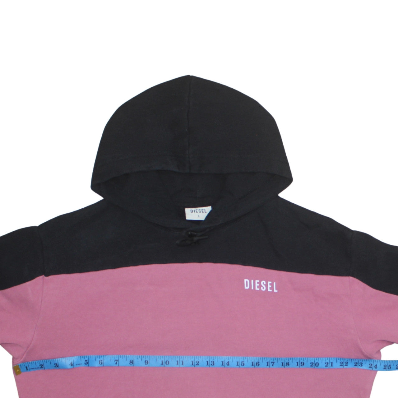 Diesel Women Black Pink Colourblock Pullover Hoodie L Cotton Blend