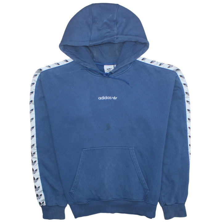 adidas Men Blue Pullover Hoodie M Fleece Logo Sportswear Sweatshirt