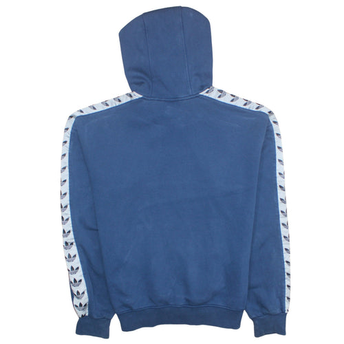 adidas Men Blue Pullover Hoodie M Fleece Logo Sportswear Sweatshirt