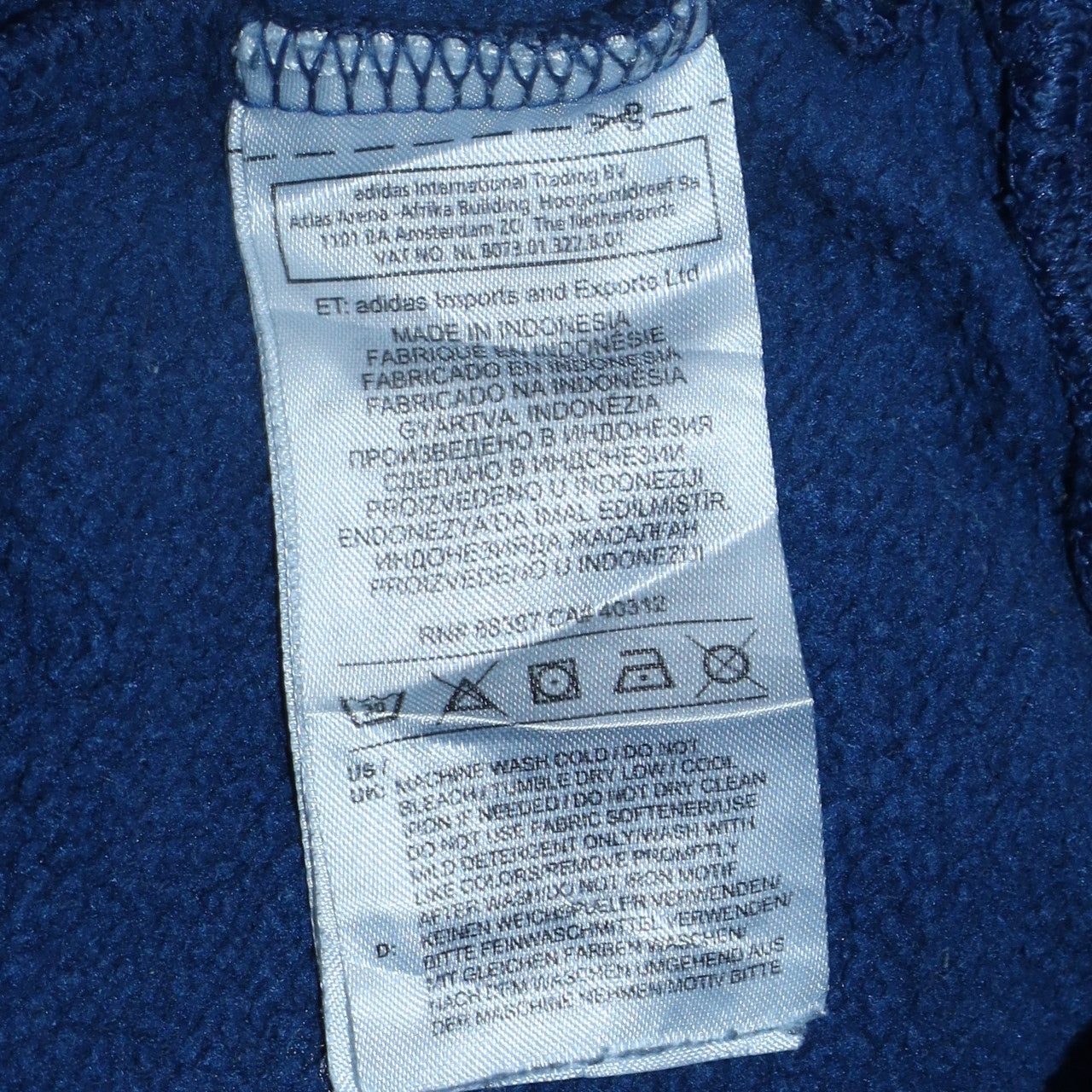 adidas Men Blue Pullover Hoodie M Fleece Logo Sportswear Sweatshirt