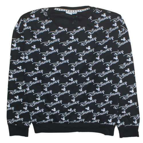 Disney Women Black XL Crew Neck Pullover Sweatshirt Mickey Print