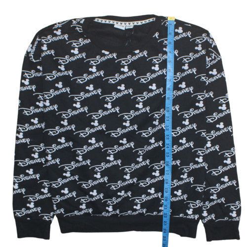 Disney Women Black XL Crew Neck Pullover Sweatshirt Mickey Print