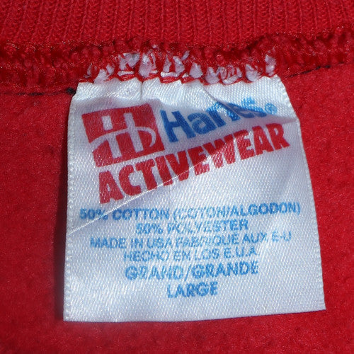Hanes Men Red Floral Retro Christmas Pullover Sweatshirt L