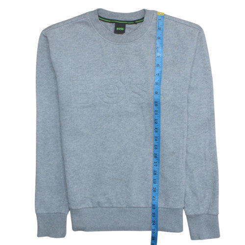 BOSS Men's Grey Logo Crew Neck Sweatshirt Size M Regular Fit