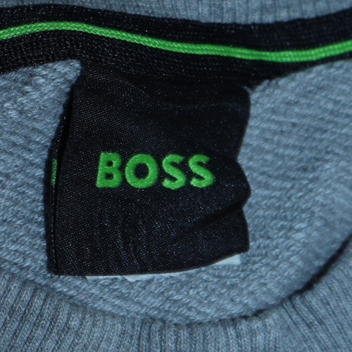 BOSS Men's Grey Logo Crew Neck Sweatshirt Size M Regular Fit