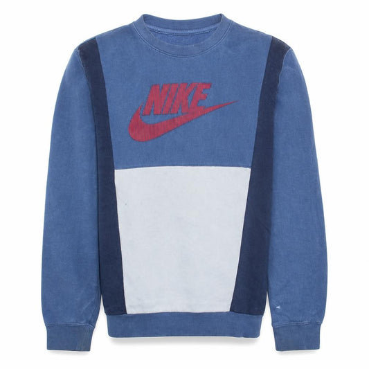 Front view of Nike Men's Blue Pullover Crew Neck Logo Sweatshirt, size S