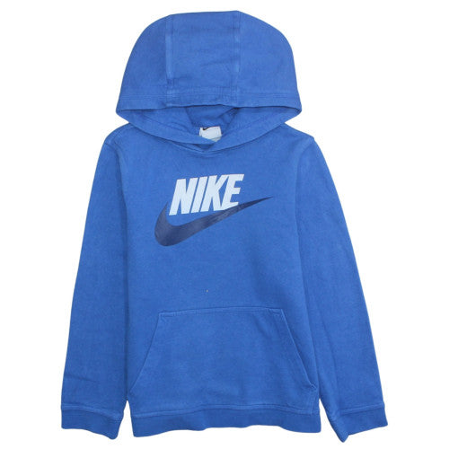 Nike Boys Blue Pullover Hoodie Size 13-14 Years Fleece Logo Sweatshirt