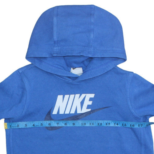Nike Boys Blue Pullover Hoodie Size 13-14 Years Fleece Logo Sweatshirt