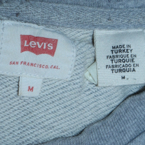 Levi's Men's Grey Crew Neck Sweatshirt Medium Logo Print Cotton Blend