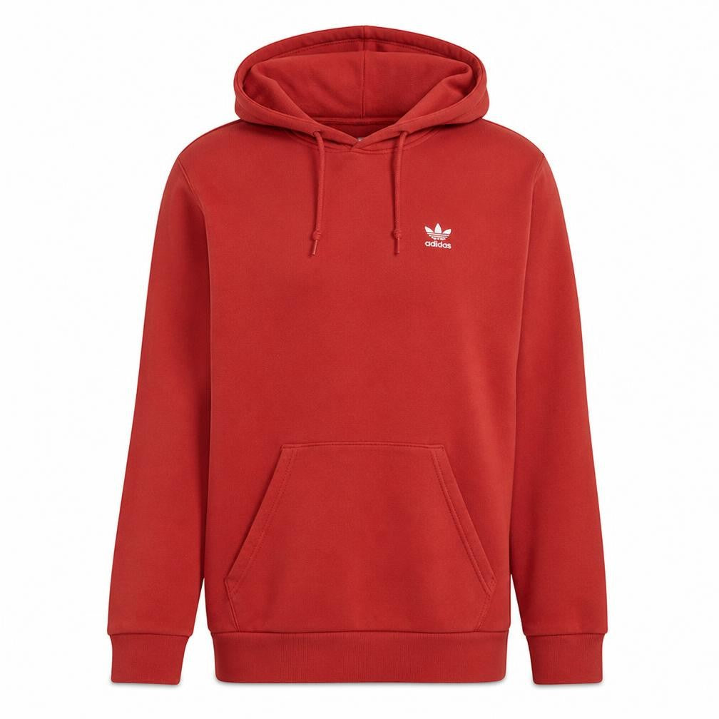 Front view of Adidas Men's Red Pullover Hoodie M Regular Fleece Sportswear