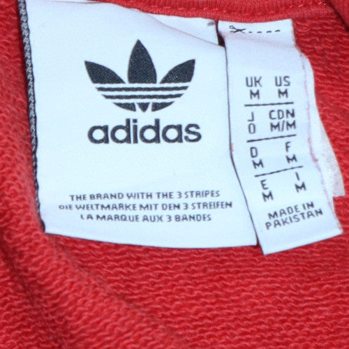 Adidas Men's Red Pullover Hoodie M Regular Fleece Sportswear