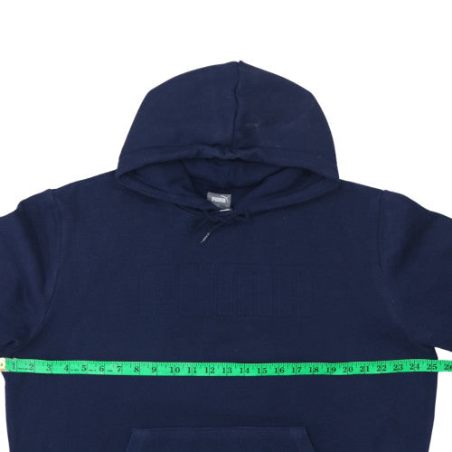 Puma Men's Navy Blue Pullover Hoodie Size L Fleece Lined Sweatshirt