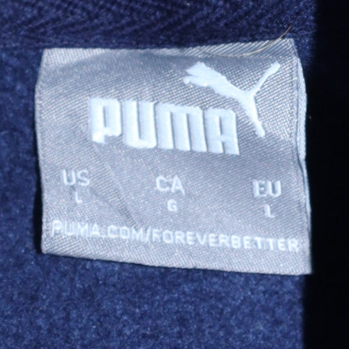 Puma Men's Navy Blue Pullover Hoodie Size L Fleece Lined Sweatshirt