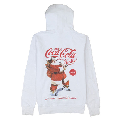 Primark Men’s White Coca-Cola Santa Hoodie Pullover L Winter Graphic