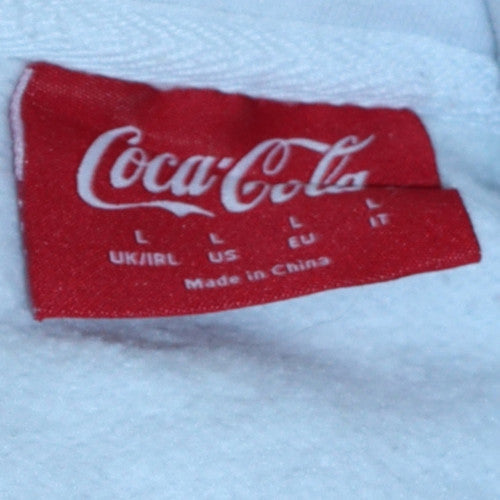 Primark Men’s White Coca-Cola Santa Hoodie Pullover L Winter Graphic