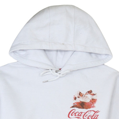 Primark Men’s White Coca-Cola Santa Hoodie Pullover L Winter Graphic