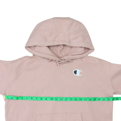 Champion Womens Pink Pullover Hoodie Medium Cotton Logo Sweatshirt