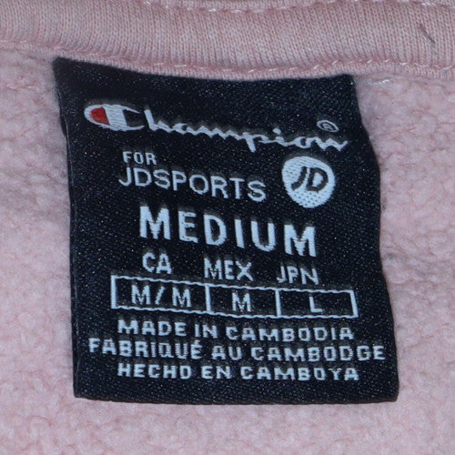 Champion Womens Pink Pullover Hoodie Medium Cotton Logo Sweatshirt