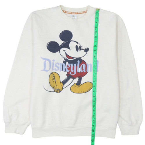 Disney Women White Mickey Mouse Disneyland Pullover Sweatshirt L