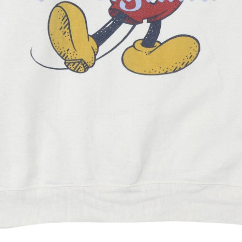 Disney Women White Mickey Mouse Disneyland Pullover Sweatshirt L