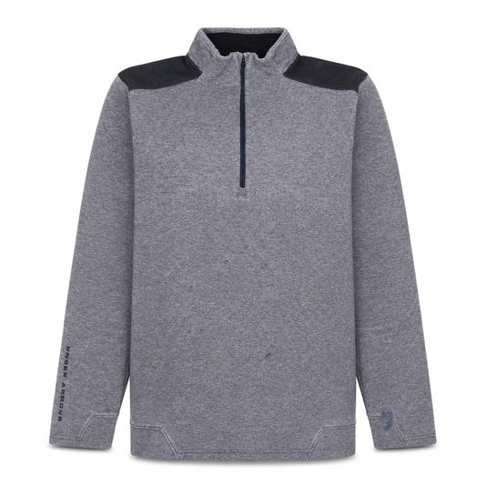 Front view of Under Armour men’s grey 1/2 zip coldgear sweatshirt m