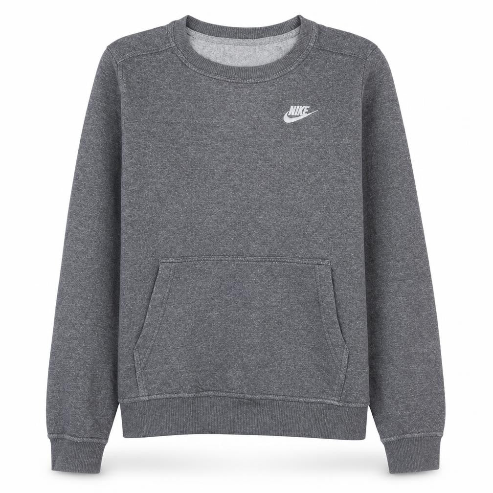 Front view of Nike Men's Grey Small Crew Neck Pullover Sweatshirt