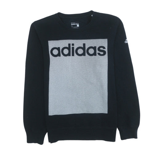 Adidas Mens Black Small Crew Neck Graphic Print Sweatshirt