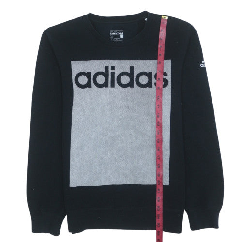 Adidas Mens Black Small Crew Neck Graphic Print Sweatshirt