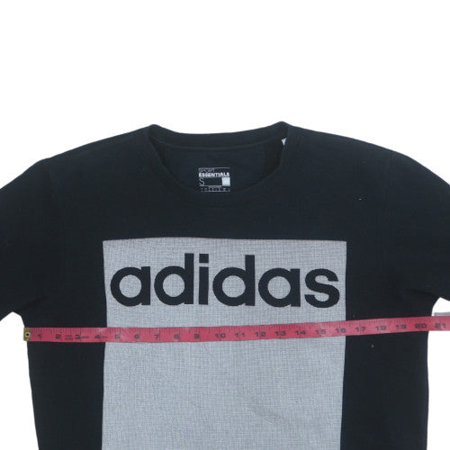 Adidas Mens Black Small Crew Neck Graphic Print Sweatshirt