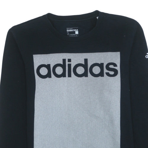 Adidas Mens Black Small Crew Neck Graphic Print Sweatshirt