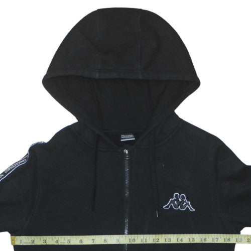 Kappa Womens Black Size 10 Full Zip Hoodie with Logo Trim