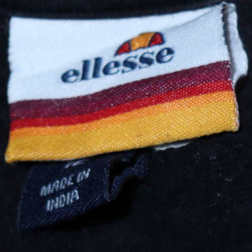 Ellesse Womens Black Cropped Hoodie Size M Logo Print Pullover