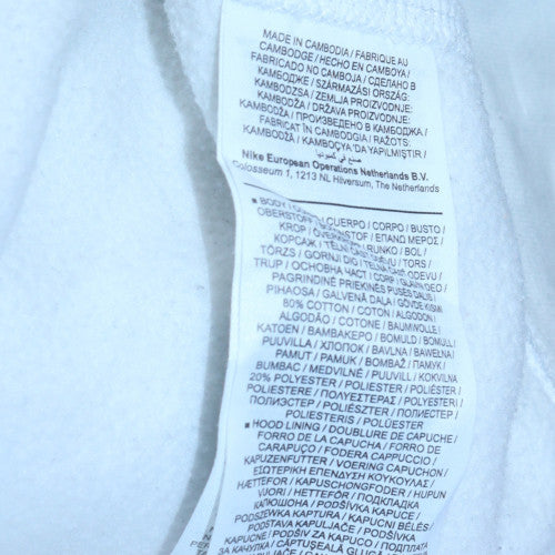 Nike Men's White Pullover Hoodie M Logo Fleece Sweatshirt