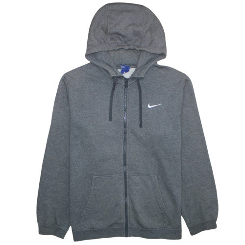 Nike Men Grey Full Zip Hoodie L Fleece Hooded Sweatshirt