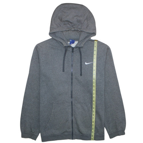 Nike Men Grey Full Zip Hoodie L Fleece Hooded Sweatshirt