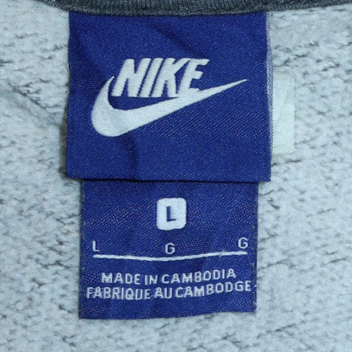 Nike Men Grey Full Zip Hoodie L Fleece Hooded Sweatshirt