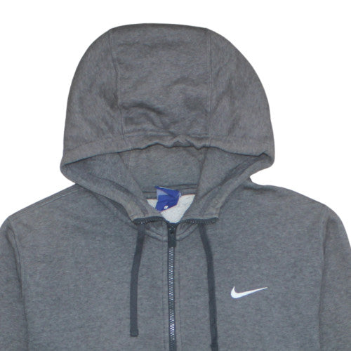 Nike Men Grey Full Zip Hoodie L Fleece Hooded Sweatshirt