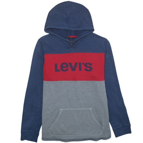 Levi's Men's Blue Red Grey Pullover Hoodie Size M Graphic Logo