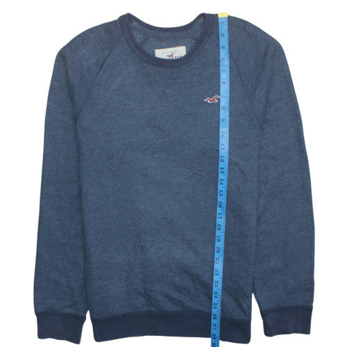 Hollister Men Blue Crew Neck Pullover Sweatshirt L Cotton Blend