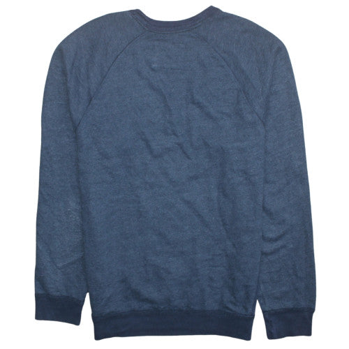 Hollister Men Blue Crew Neck Pullover Sweatshirt L Cotton Blend